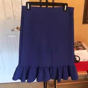 Anthropologie royal blue pencil skirt with ruffle